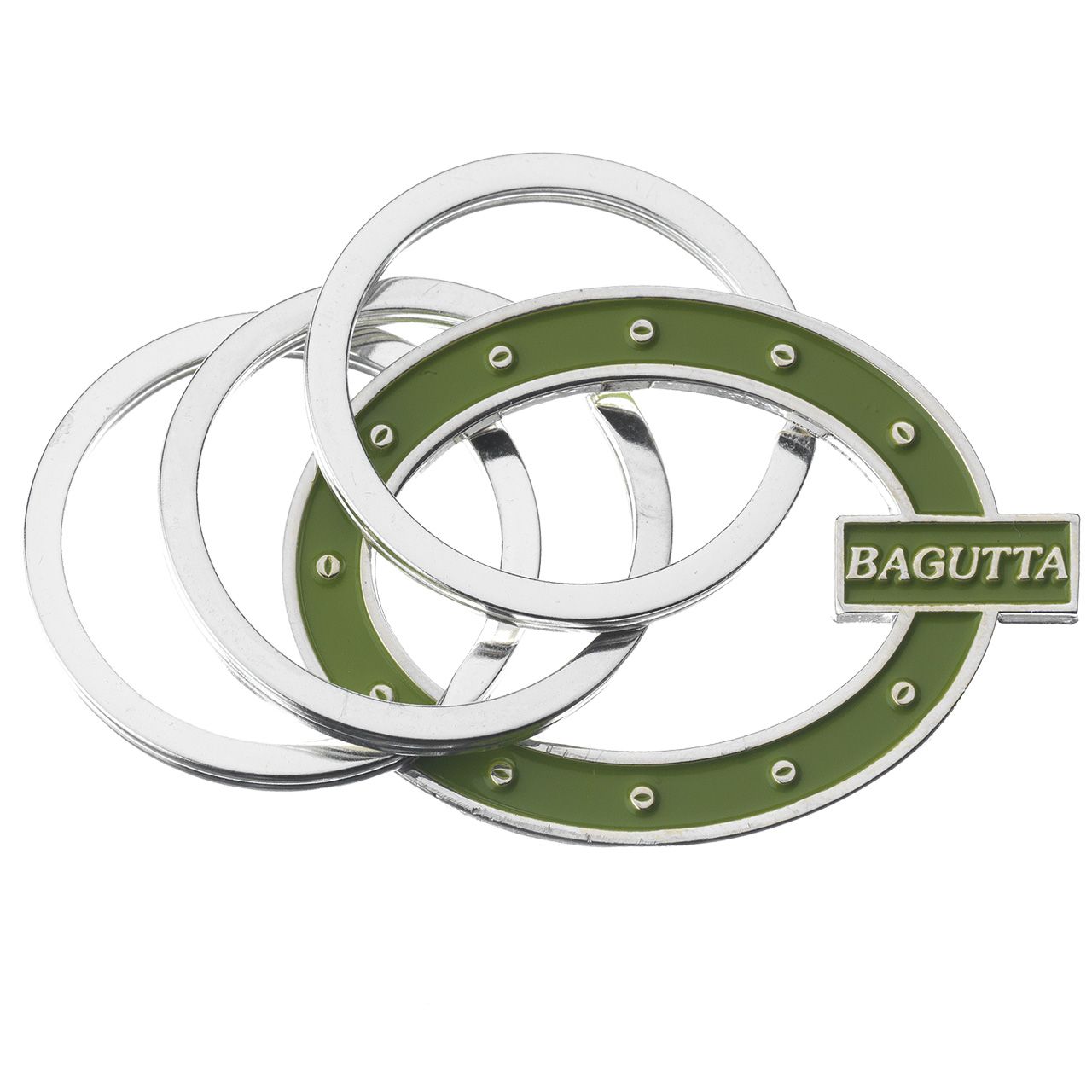 PORTACHIAVI SILVER PLATED OVALE VERDE CON CHIODINI